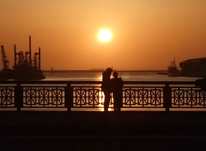 Sunset over Nusamai Bridge and the Kushiro River