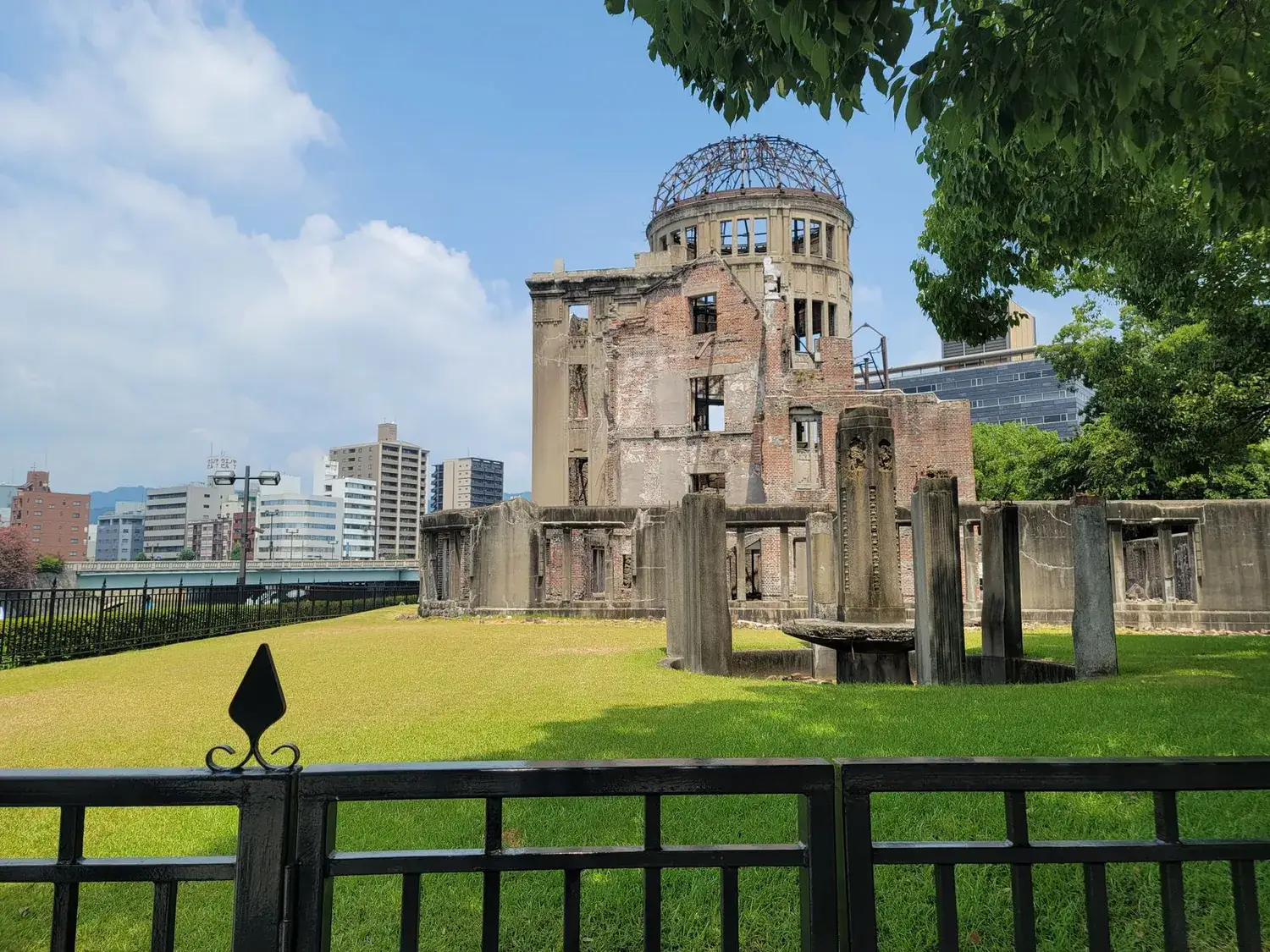The A-Bomb Dome standing beside the river in Hiroshima