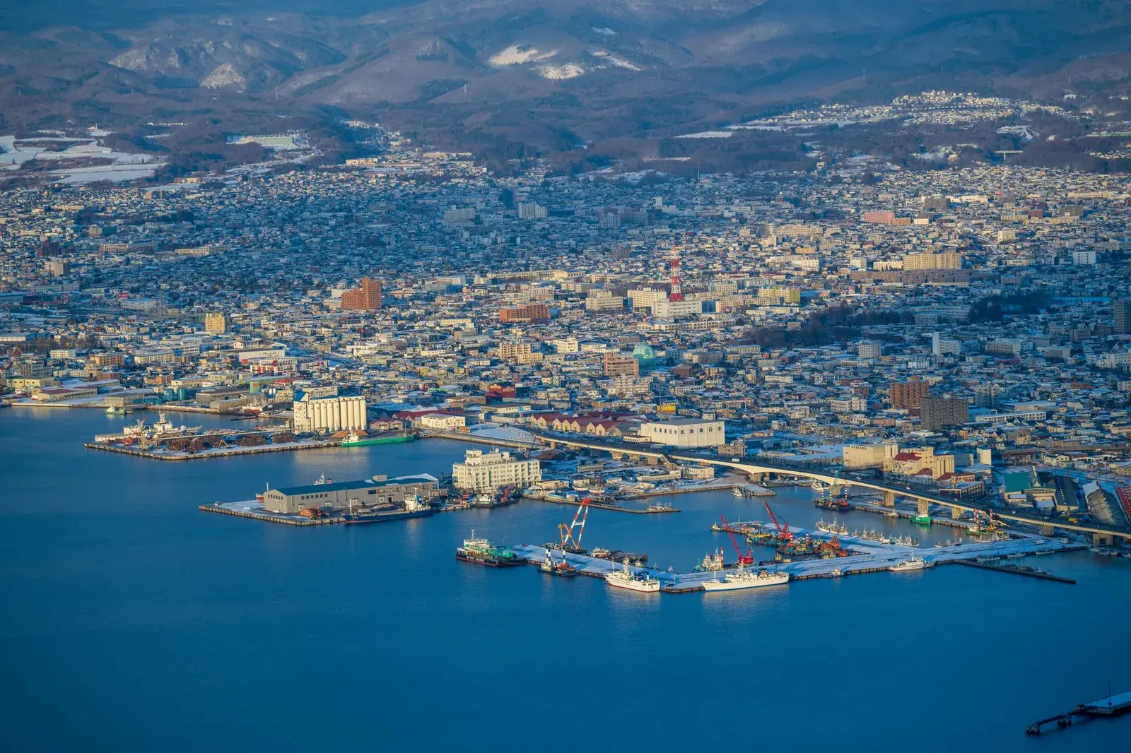Hakodate harbour and the isthmus seen from above