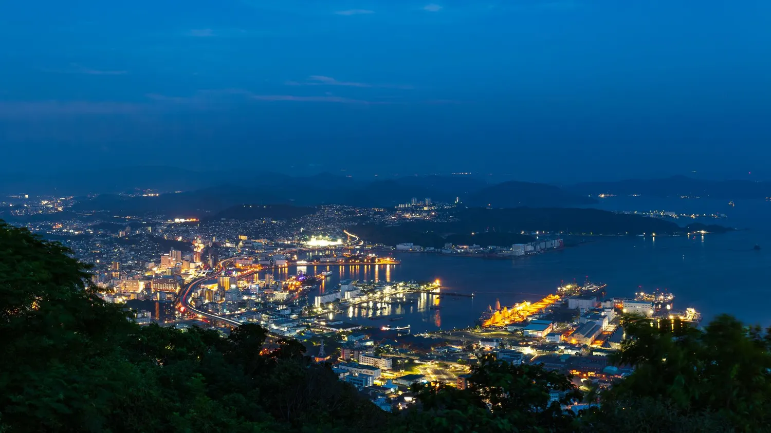 Nagasaki harbour at night