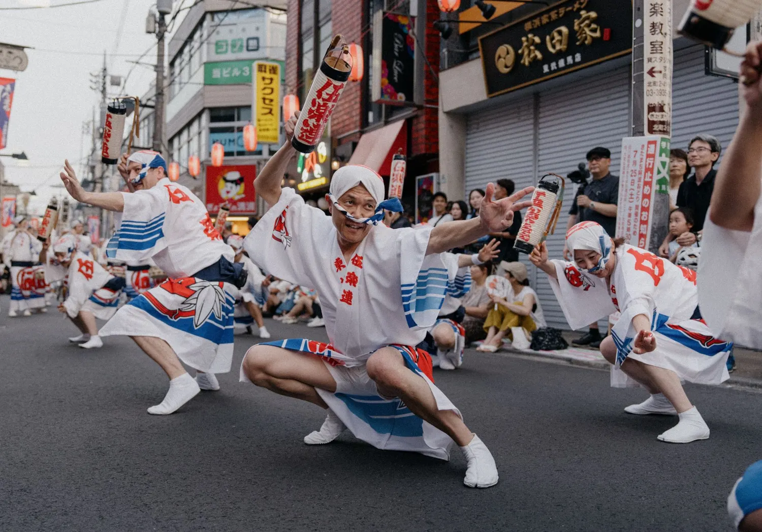 Dancers performing in a Japanese street festival
