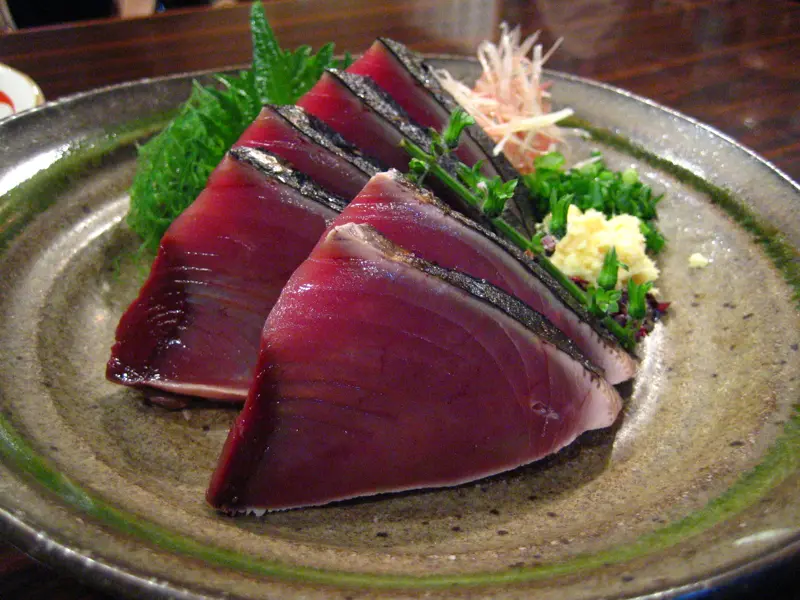 Katsuo tataki, flame-seared