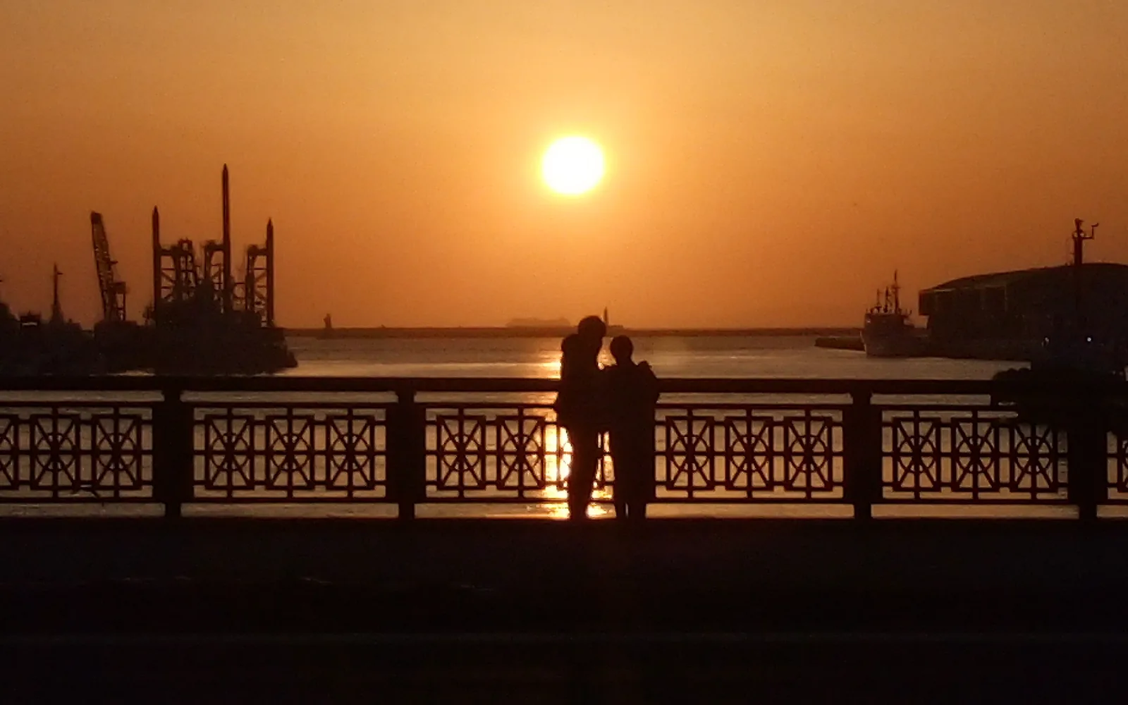 Sunset over Nusamai Bridge and the Kushiro River