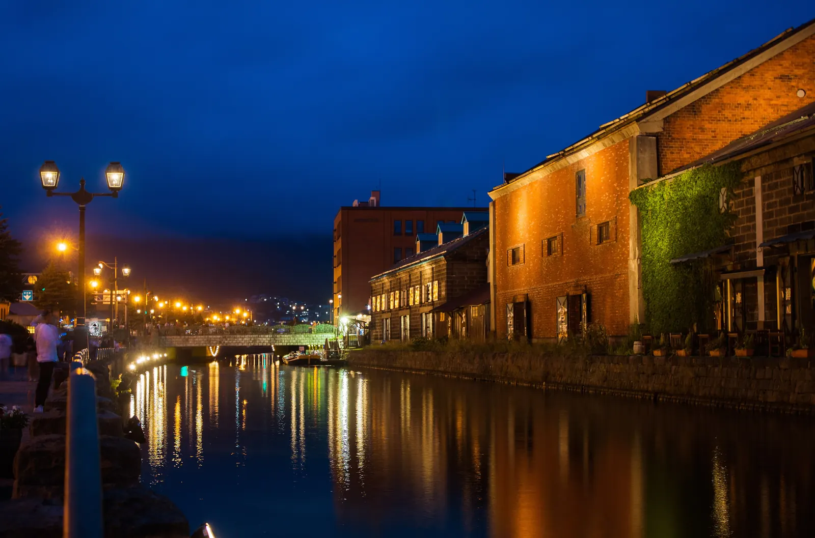 The Otaru canal lined with stone warehouses