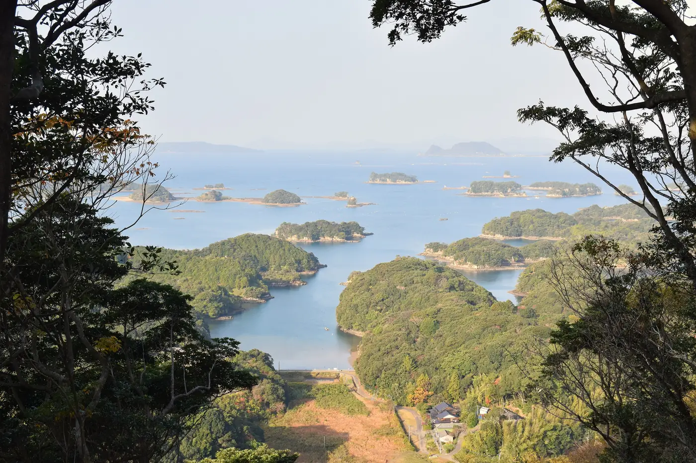 The wooded islands of Kujukushima seen from above