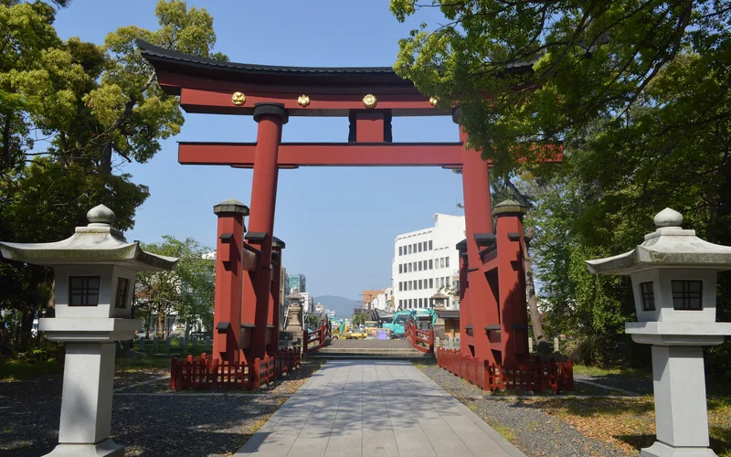 The great vermilion torii gate of Kehi Jingu shrine in Tsuruga
