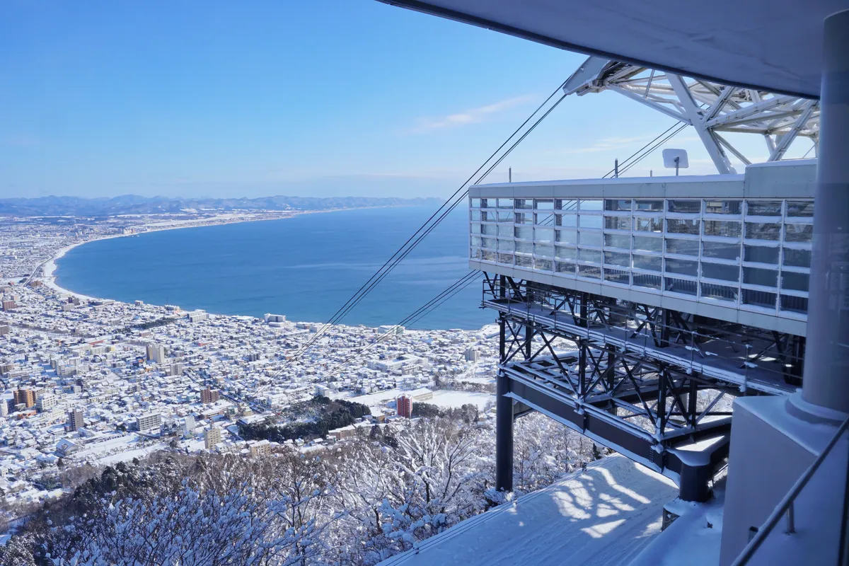 View from Mt. Hakodate Ropeway summit station in winter