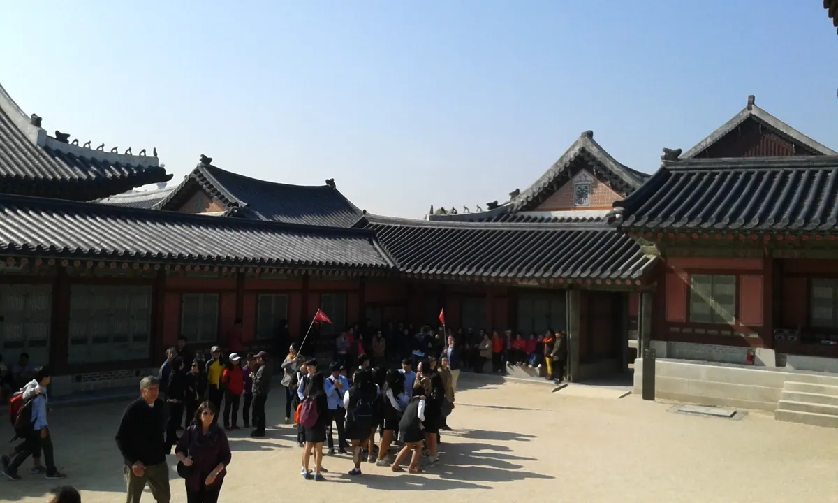 Visitors inside Gyeongbokgung Palace