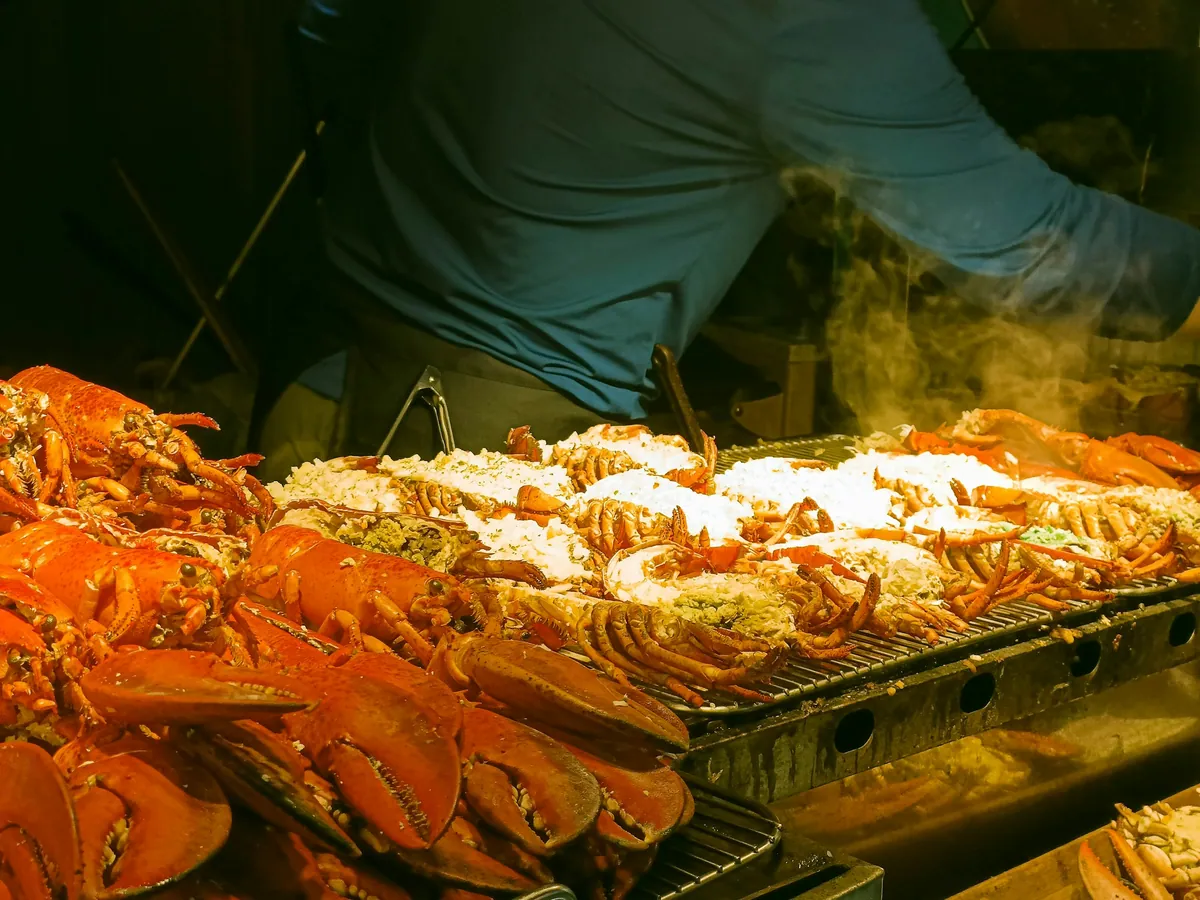 Lobster and crab at Dongmun Market, Jeju