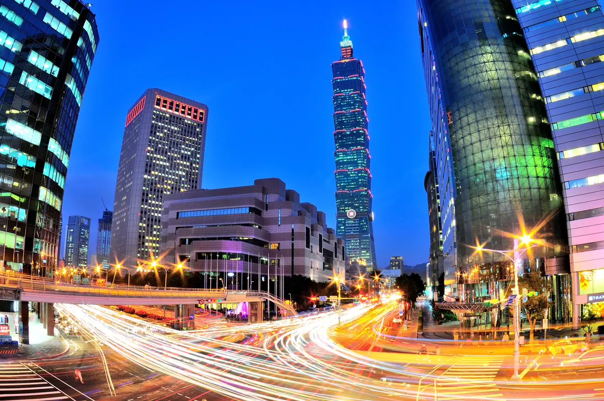 TWTC ITB, TICC, Taipei 101 and Aurora Plaza at night