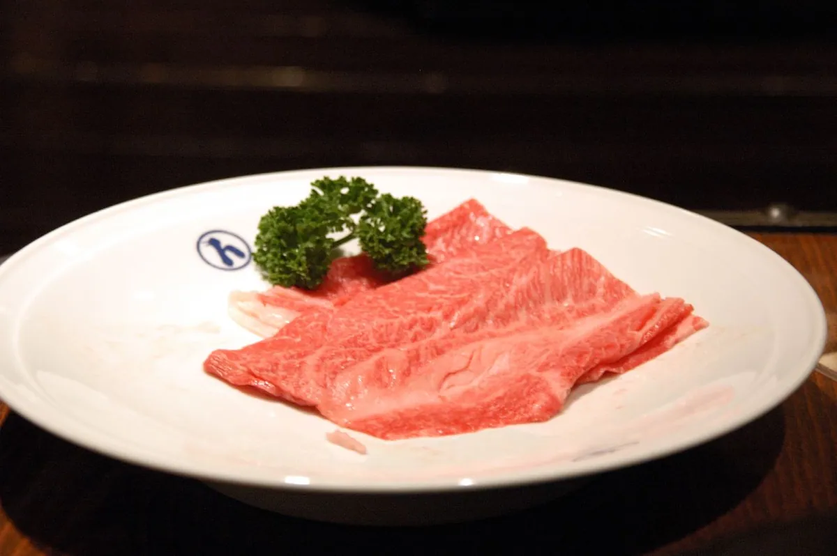 Kobe beef at a teppanyaki counter