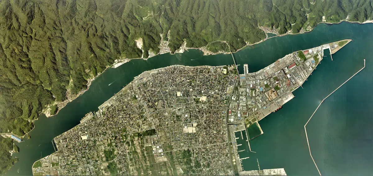 Sakaiminato city center area Aerial photograph.2009