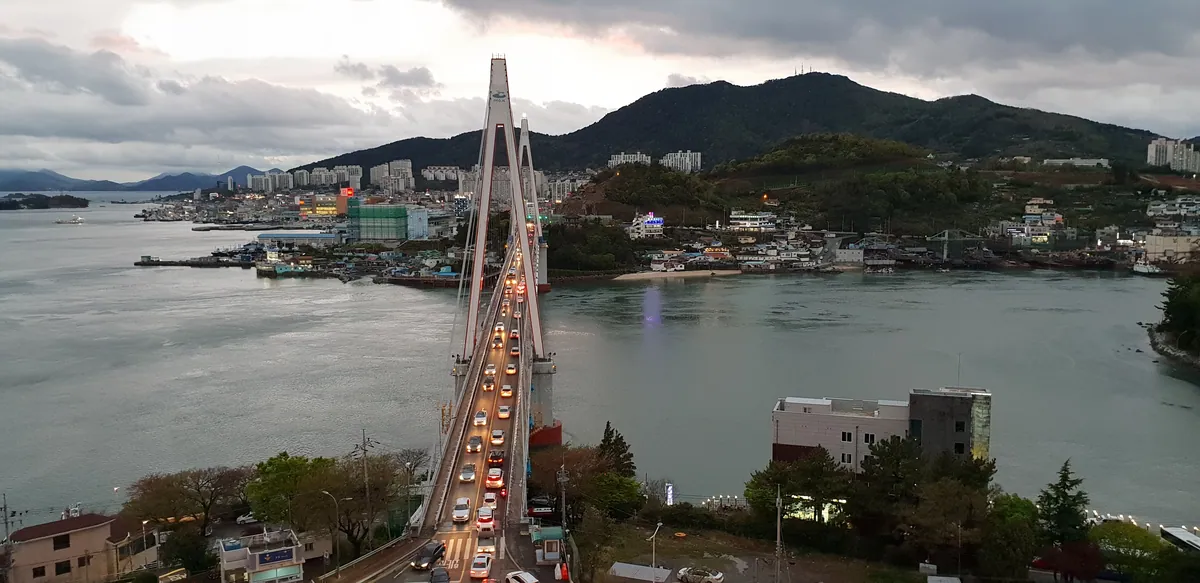 Dolsan Bridge seen from Dolsan Park, Yeosu