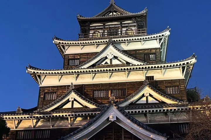 Hiroshima Castle at dusk – beautifully restored landmark